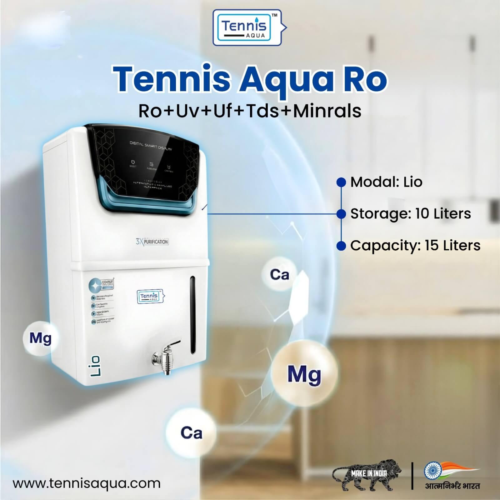 Tennis Aqua - LIO Model RO Water Purifier - RO+UV+UF+TDS+Mineral